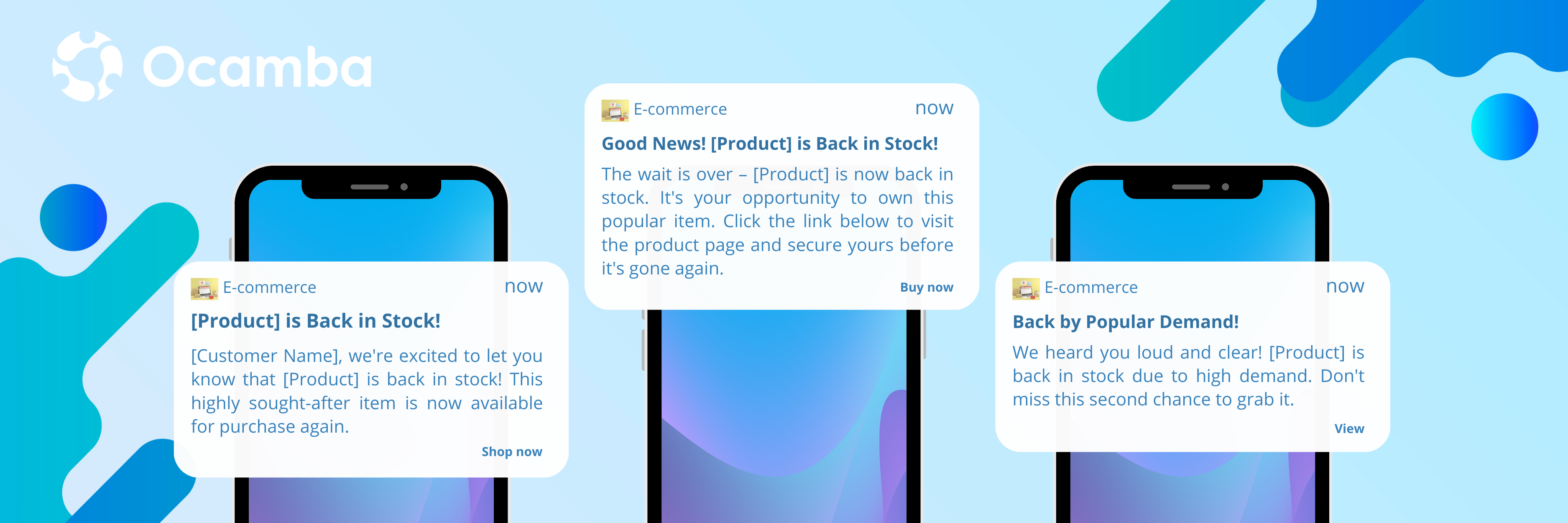 Ecommerce push notifications templates for back-in-stock items
