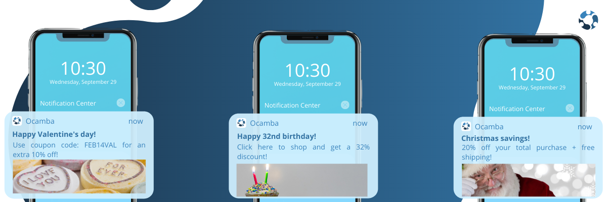 Push notifications for E-commerce in case of sending promo codes for special occasions and holidays