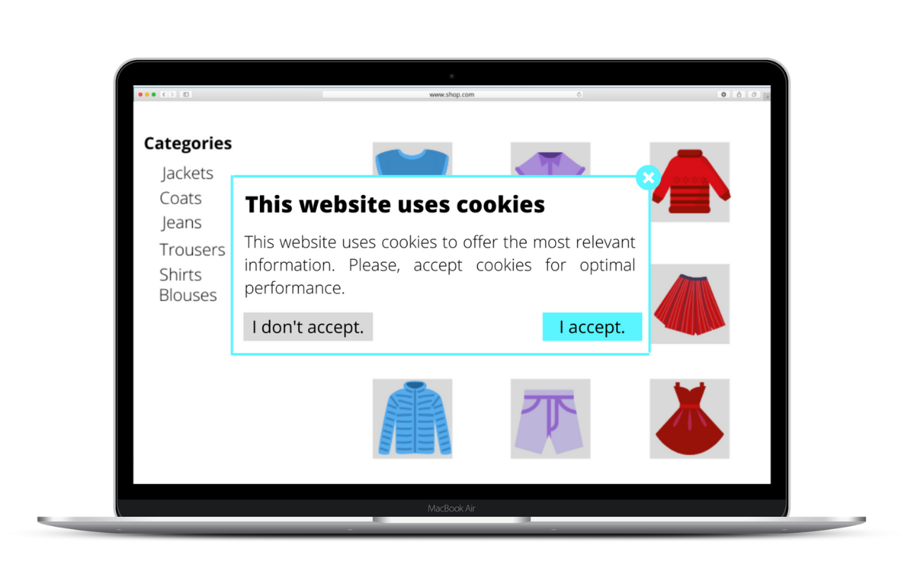 Cookies policy pop-up example