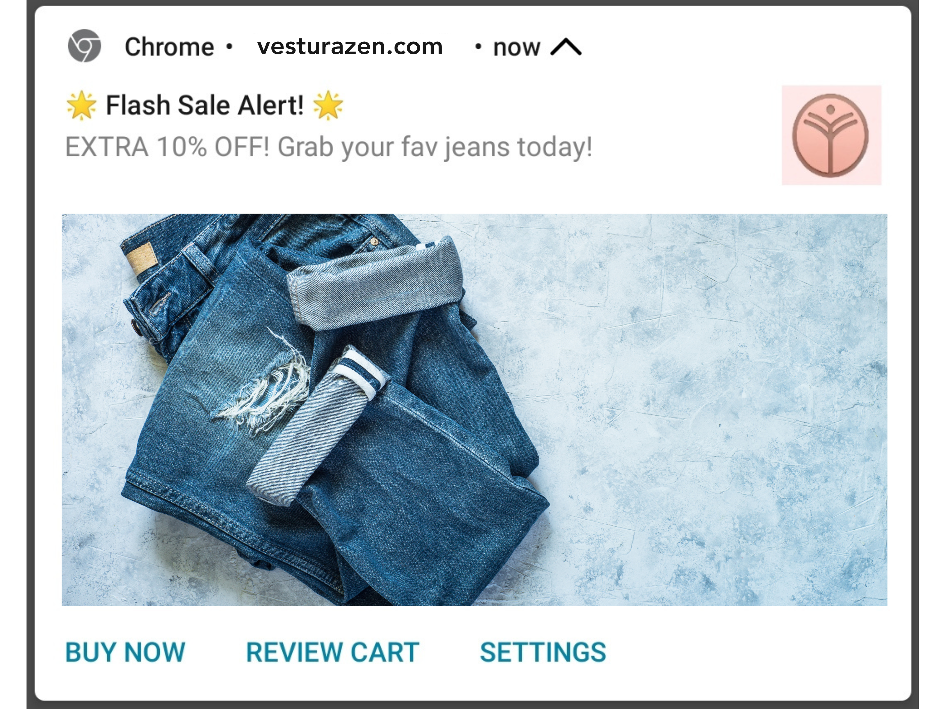 Push notification example for cart abandonment recovery - Limited-time sale