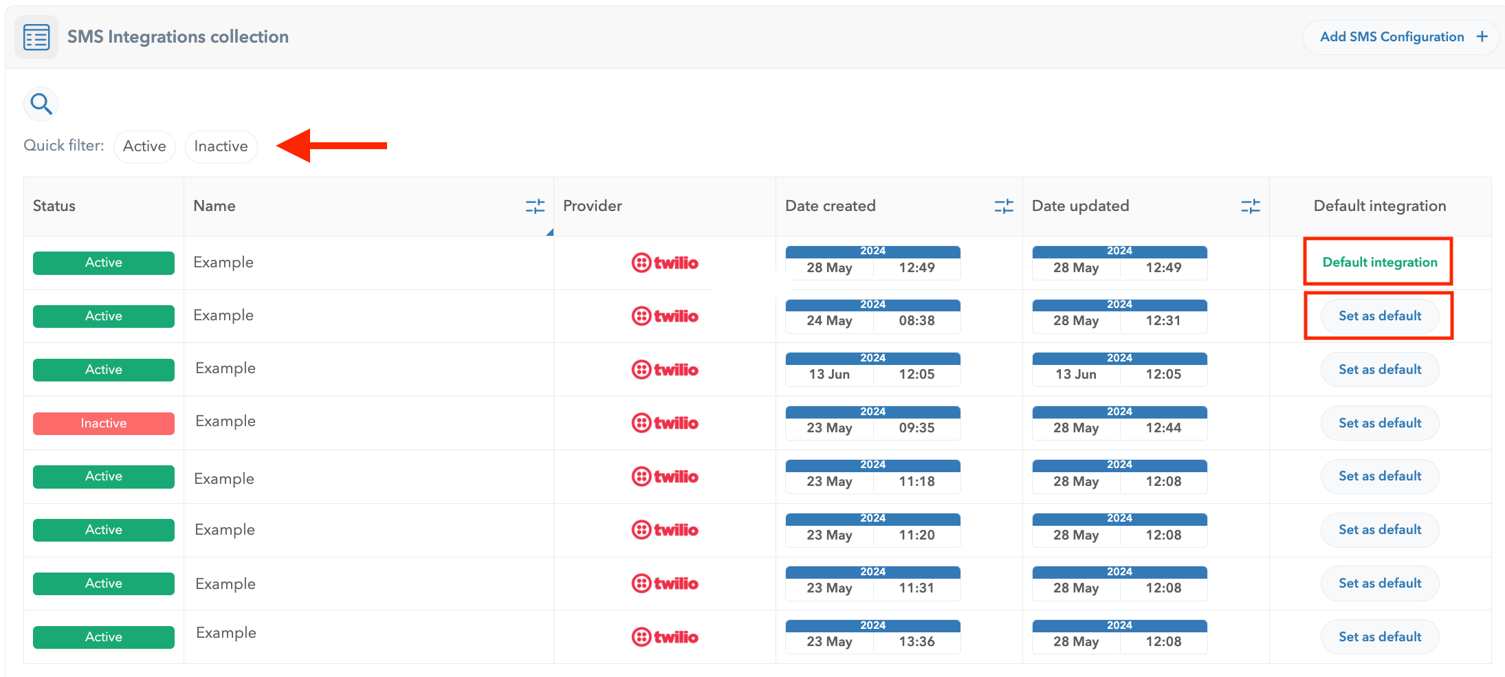 List of all SMS integrations on Hood & how to set integrations as default