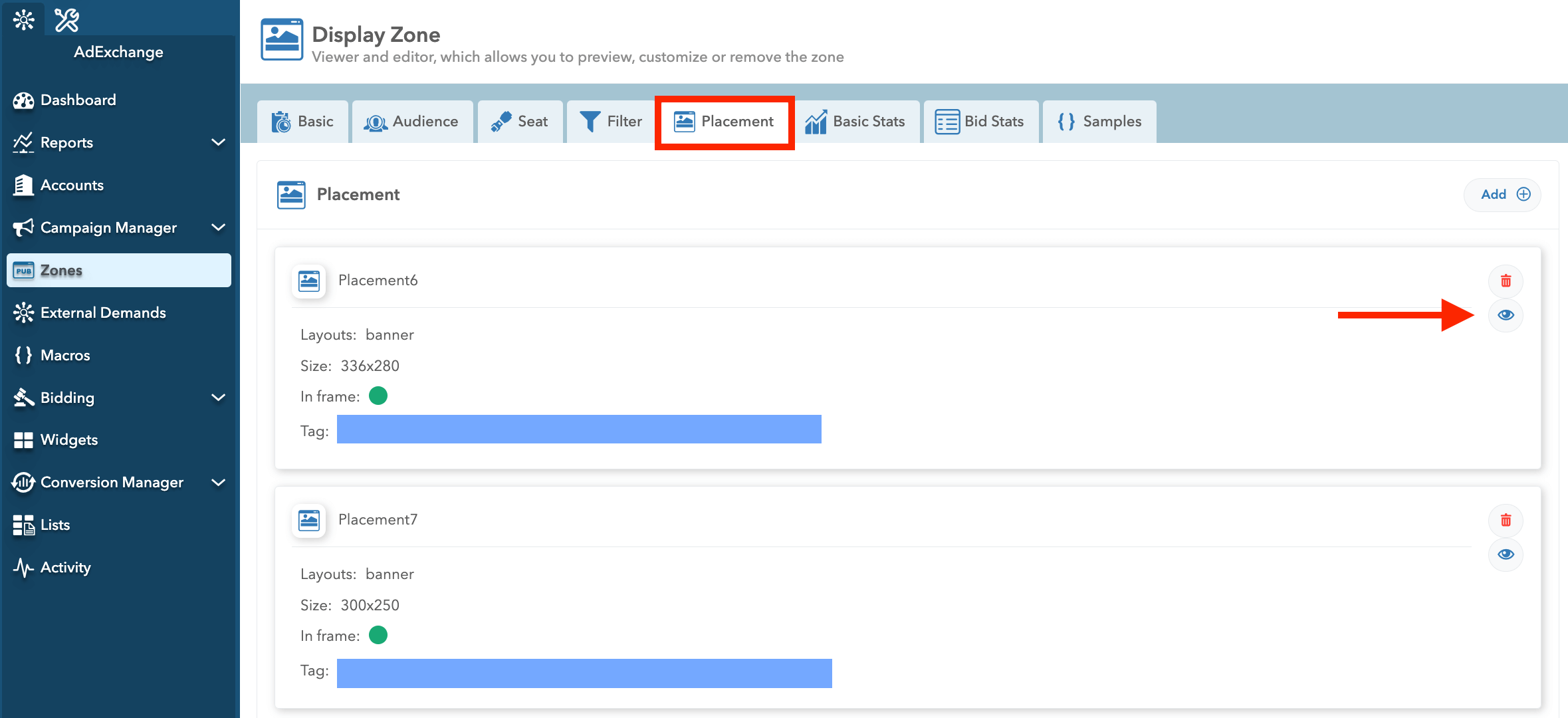 New preview option on the placement zone