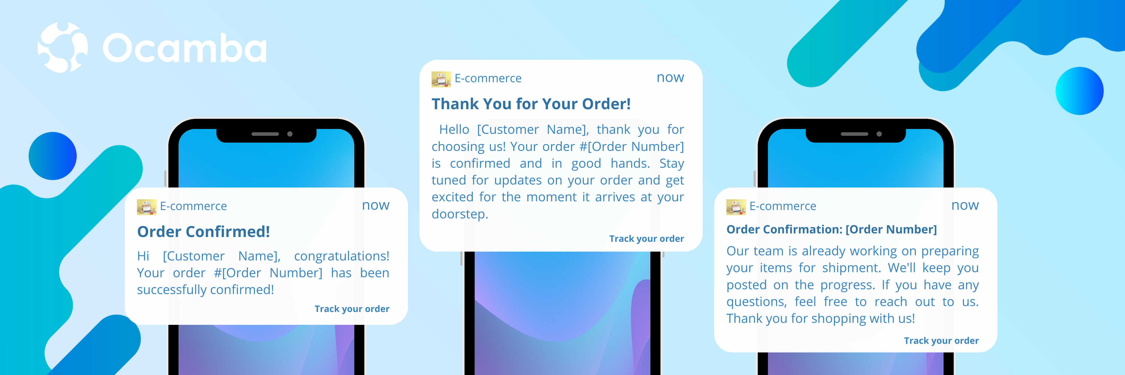 Ecommerce push notifications templates for order confirmation
